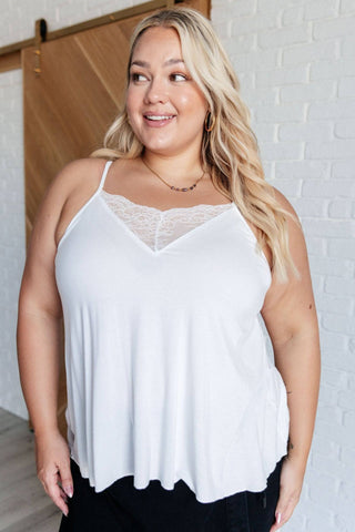 A Gleam in Her Eyes Lace Detail Cami in Ivory - 1985 the VAULT Boutique