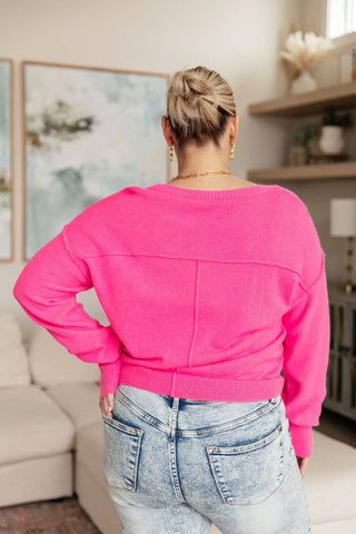 Back to Life V-Neck Sweater in Pink - 1985 the VAULT Boutique