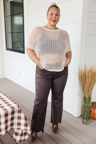 Coastal Dreams Fishnet Top in Cream - 1985 the VAULT Boutique