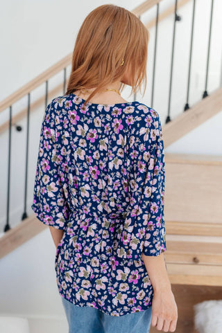 Dearest Dreamer Peplum Top in Navy Floral - 1985 the VAULT Boutique