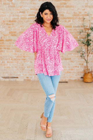 Dreamer Peplum Top in Pink Leopard - 1985 the VAULT Boutique