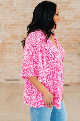 Dreamer Peplum Top in Pink Leopard - 1985 the VAULT Boutique