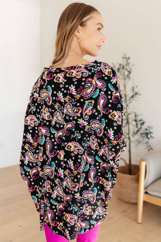 Essential Blouse in Black and Pink Paisley - 1985 the VAULT Boutique