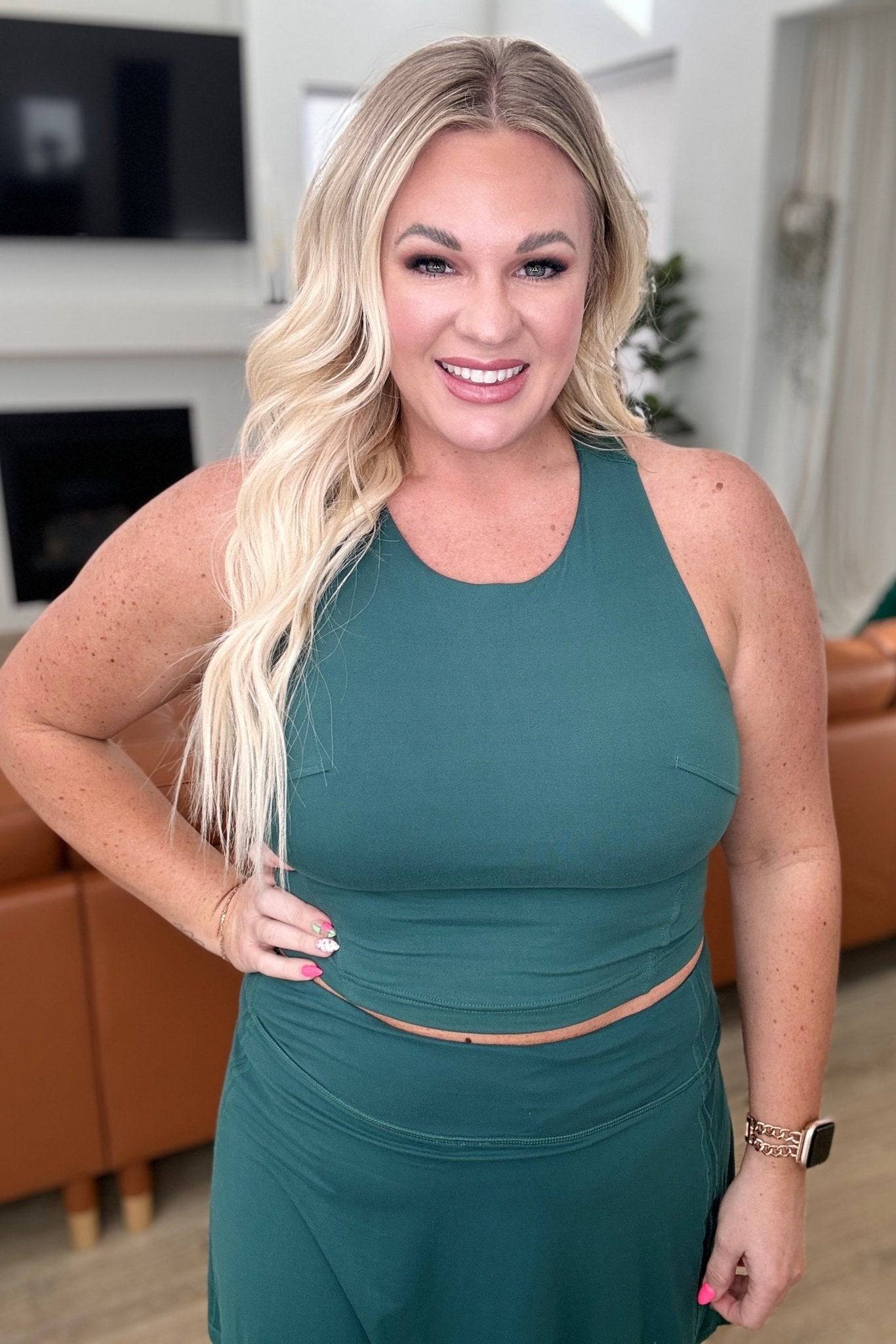 Get Moving Racer Back Crop Tank in Everglade Green - 1985 the VAULT Boutique