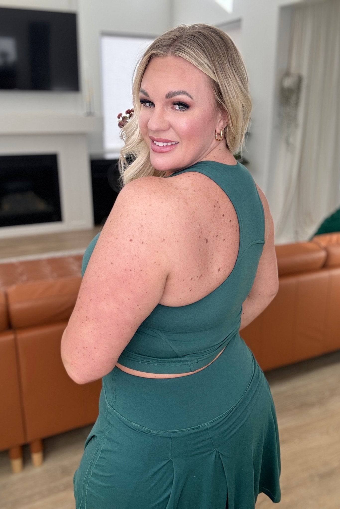 Get Moving Racer Back Crop Tank in Everglade Green - 1985 the VAULT Boutique