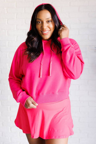 Had Me in the First Half Pullover Hoodie in Flamingo Pink - 1985 the VAULT Boutique