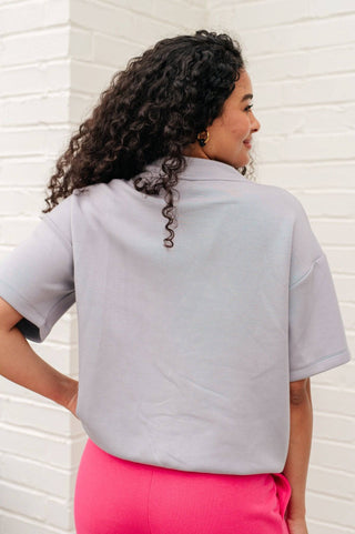 I Just Felt Like It Mock Neck Top in Mystic Grey - 1985 the VAULT Boutique