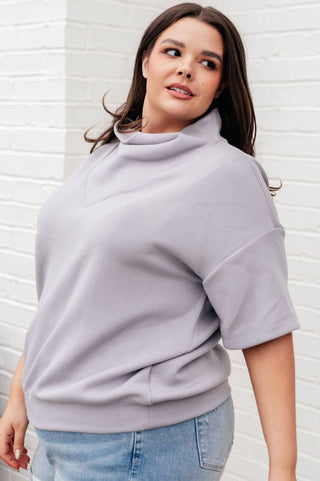 I Just Felt Like It Mock Neck Top in Mystic Grey - 1985 the VAULT Boutique