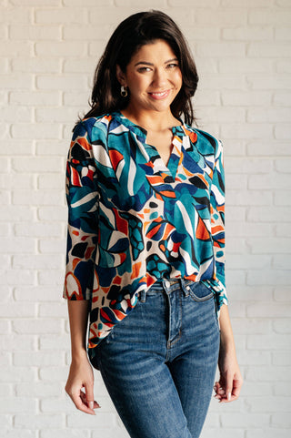 I Think Different Top in Abstract Teal - 1985 the VAULT Boutique