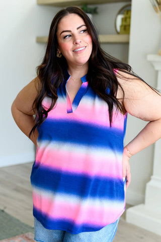 Lizzy Tank Top in Blue and Pink Haze - 1985 the VAULT Boutique