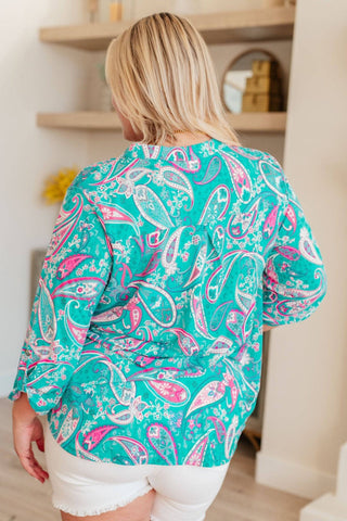 Lizzy Top in Aqua and Pink Paisley - 1985 the VAULT Boutique