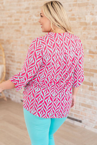 Lizzy Top in Mint and Pink Ikat - 1985 the VAULT Boutique