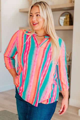 Lizzy Top in Ombre Mint Stripe - 1985 the VAULT Boutique