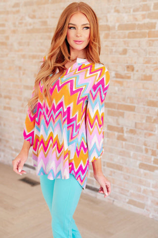 Lizzy Top in Orange Multi Chevron - 1985 the VAULT Boutique