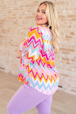 Lizzy Top in Orange Multi Chevron - 1985 the VAULT Boutique