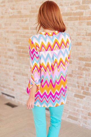 Lizzy Top in Orange Multi Chevron - 1985 the VAULT Boutique