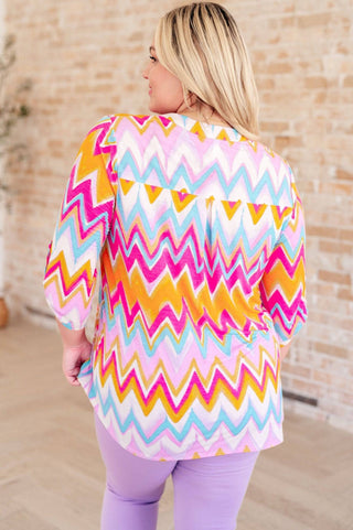 Lizzy Top in Orange Multi Chevron - 1985 the VAULT Boutique