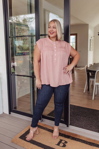 Pleat Detail Button Up Blouse in Pink - 1985 the VAULT Boutique