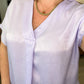 Pleat Front V-Neck Top in Lavender - 1985 the VAULT Boutique
