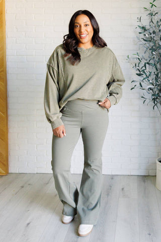 Quick Fix Mineral Wash Crew Neck Pullover in Army Green - 1985 the VAULT Boutique