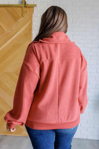 Quite the Impression Half Zip Pullover in Rust - 1985 the VAULT Boutique