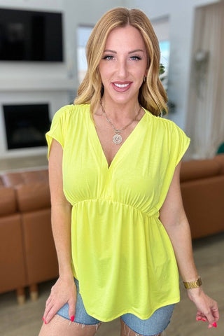 Rhea Peplum Top in Neon Yellow - 1985 the VAULT Boutique