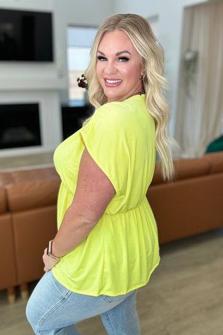 Rhea Peplum Top in Neon Yellow - 1985 the VAULT Boutique