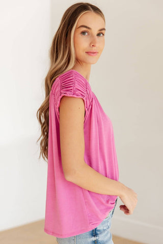 Ruched Cap Sleeve Top in Magenta - 1985 the VAULT Boutique