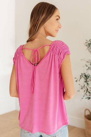 Ruched Cap Sleeve Top in Magenta - 1985 the VAULT Boutique