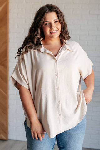 Sweet Simplicity Button Down Blouse in Oatmeal - 1985 the VAULT Boutique