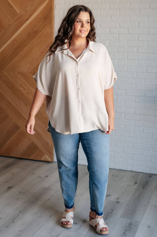 Sweet Simplicity Button Down Blouse in Oatmeal - 1985 the VAULT Boutique