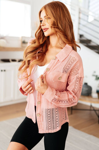 Sweeter Than Nectar Lace Button Down in Rose - 1985 the VAULT Boutique