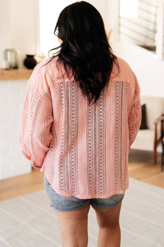 Sweeter Than Nectar Lace Button Down in Rose - 1985 the VAULT Boutique