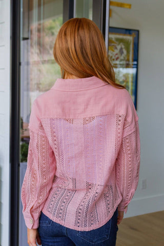 Sweeter Than Nectar Lace Button Down in Rose - 1985 the VAULT Boutique