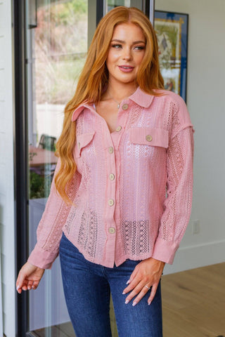 Sweeter Than Nectar Lace Button Down in Rose - 1985 the VAULT Boutique