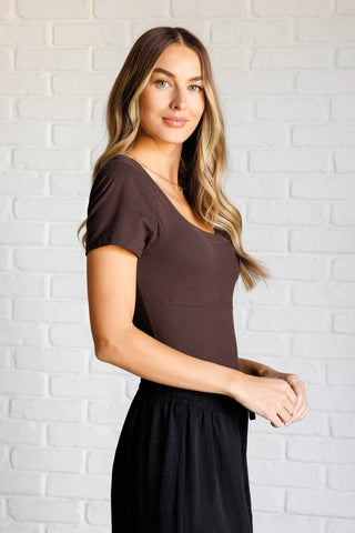 They're Not Like Us Square Neck Bodysuit in Espresso - 1985 the VAULT Boutique