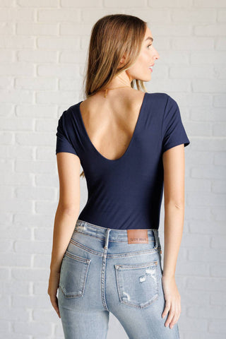 They're Not Like Us Square Neck Bodysuit in Navy - 1985 the VAULT Boutique