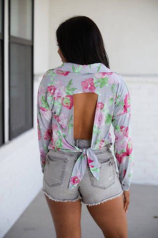 Thinking On It Open Back Floral Top - 1985 the VAULT Boutique