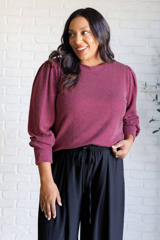 When the Sun Goes Down Mineral Wash Ribbed Knit Top in Wine - 1985 the VAULT Boutique