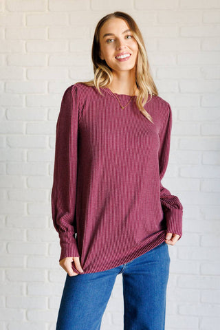 When the Sun Goes Down Mineral Wash Ribbed Knit Top in Wine - 1985 the VAULT Boutique