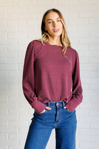 When the Sun Goes Down Mineral Wash Ribbed Knit Top in Wine - 1985 the VAULT Boutique