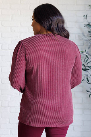 When the Sun Goes Down Mineral Wash Ribbed Knit Top in Wine - 1985 the VAULT Boutique