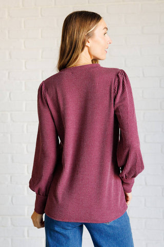 When the Sun Goes Down Mineral Wash Ribbed Knit Top in Wine - 1985 the VAULT Boutique