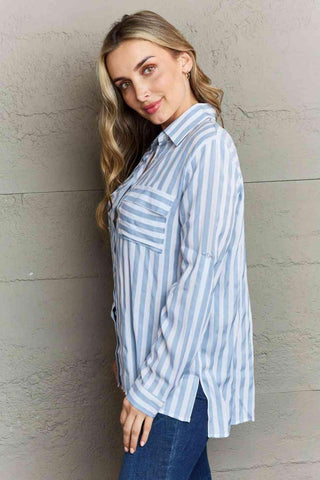 Ninexis Take Your Time Collared Button Down Striped Shirt - 1985 the VAULT Boutique