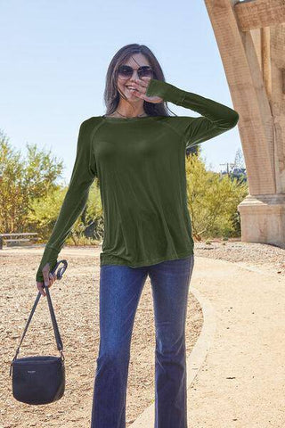 Basic Bae Full Size Round Neck Long Sleeve T-Shirt - 1985 the VAULT Boutique