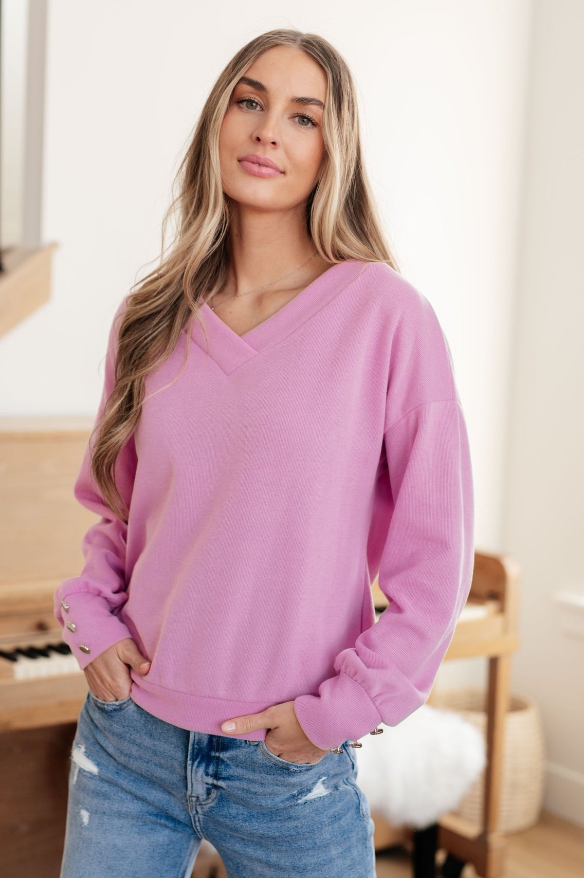 Totally Verified Long Sleeve V - Neck Top - Happily Ever Atchison Shop Co.