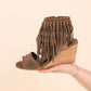 True Fringe Wedge in Taupe