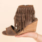 True Fringe Wedge in Taupe