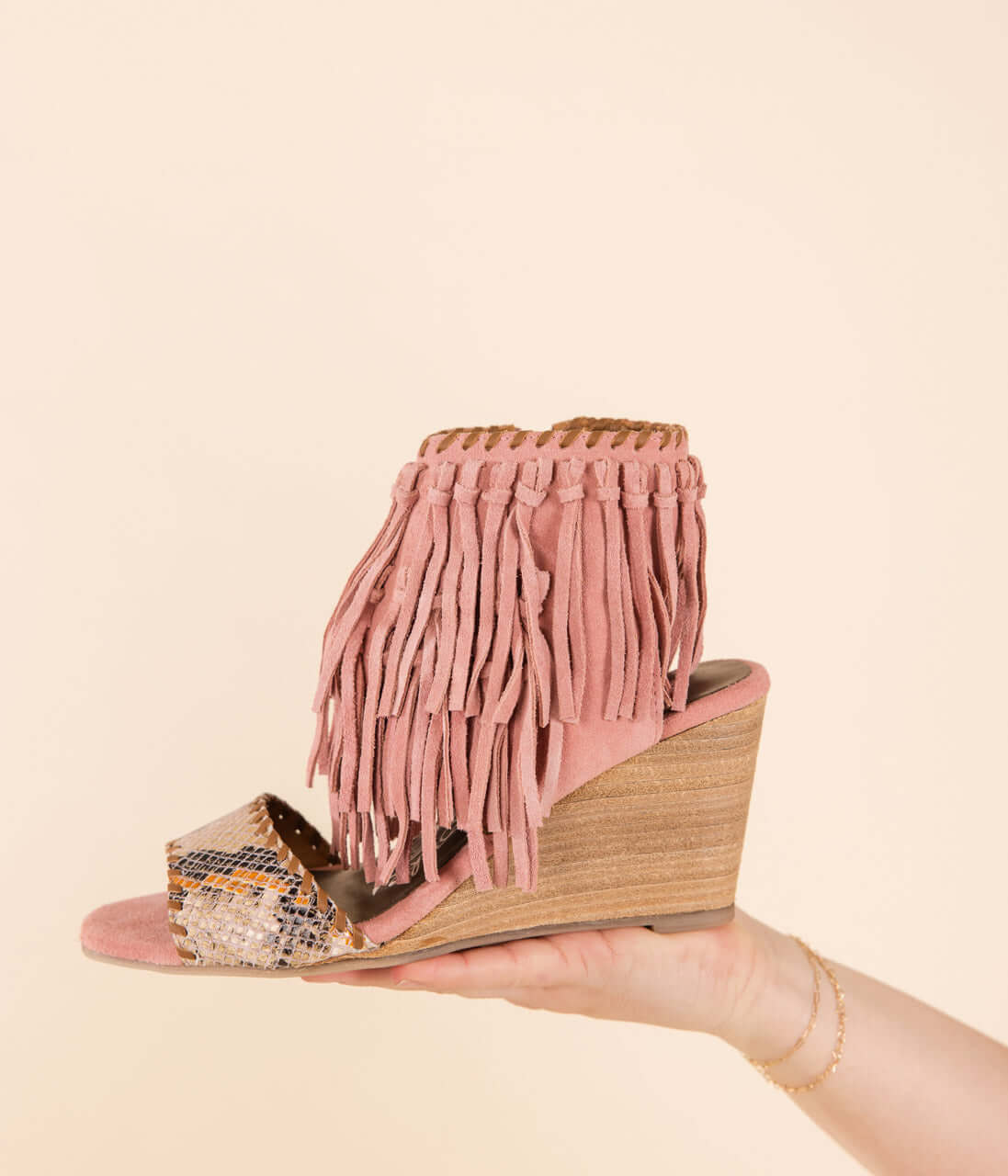 True Fringe Wedge in Blush