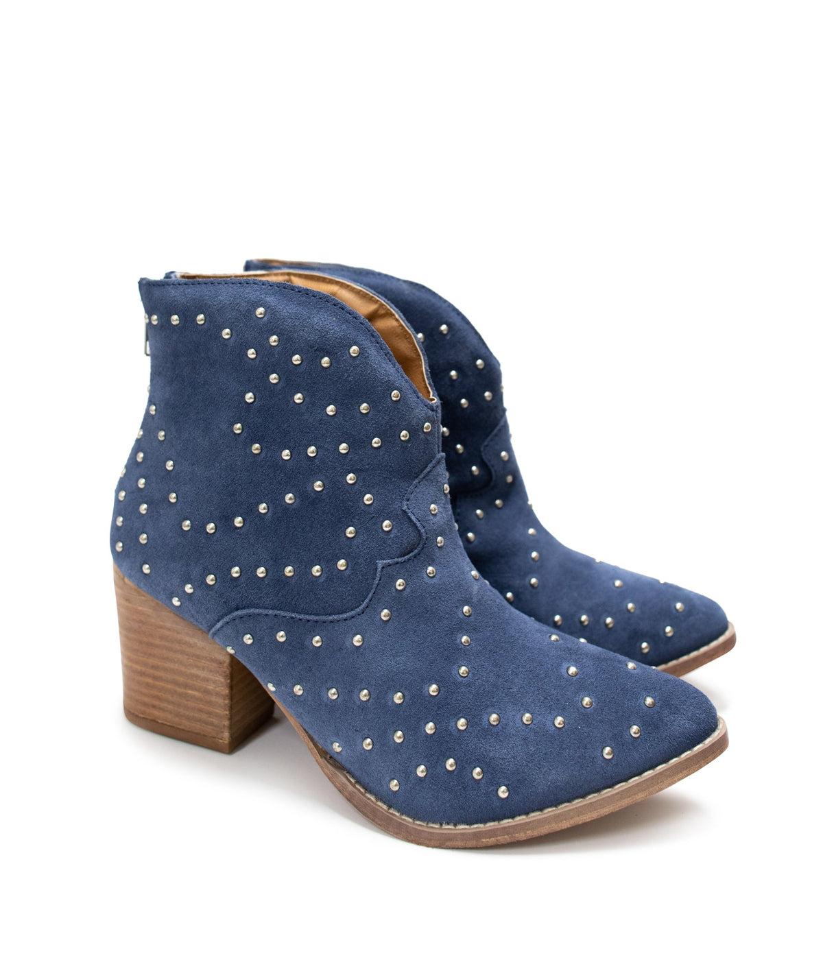 Twilight Studded Heeled Ankle Boot in Denim - 1985 the VAULT Boutique